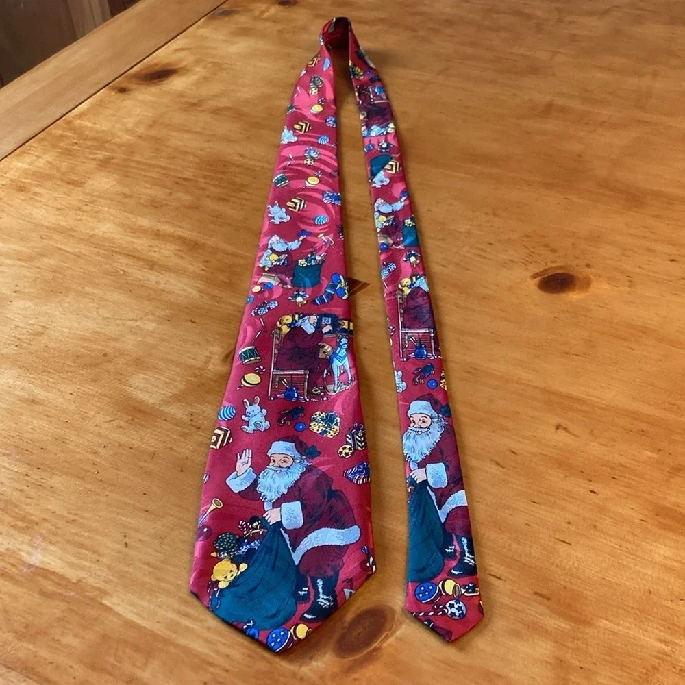 90s Nostalgia Mens Christmas Santa Claus‎ Toy Sack Handmade Holiday Necktie Tie